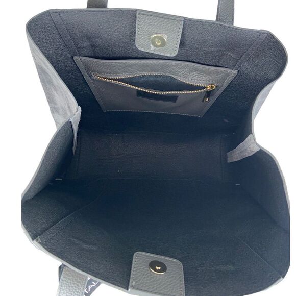 NWT Valentina Fiore Italian Gray Suede Leather Tote Bag Workcore Chic Minimalist - Picture 5 of 13